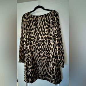 LOFT Animal Print Dress Black and Tan